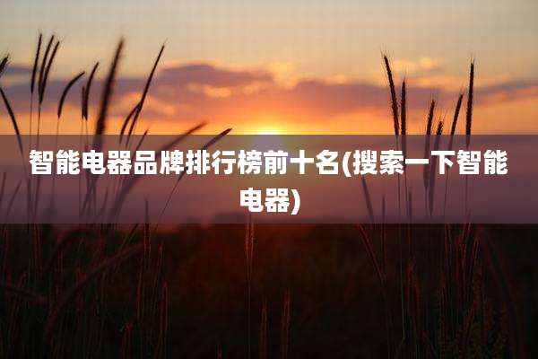 智能电器品牌排行榜前十名(搜索一下智能电器)