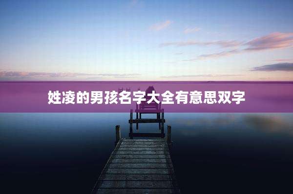 姓凌的男孩名字大全有意思双字