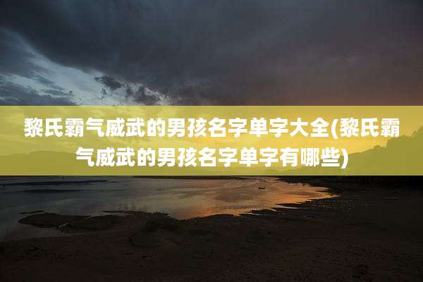 黎氏霸气威武的男孩名字单字大全(黎氏霸气威武的男孩名字单字有哪些)