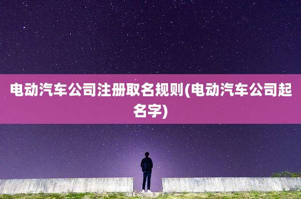 电动汽车公司注册取名规则(电动汽车公司起名字)