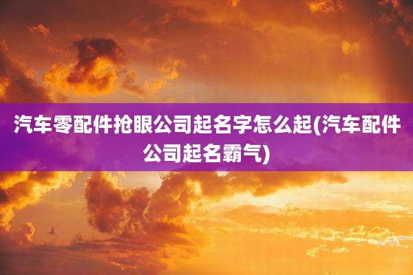汽车零配件抢眼公司起名字怎么起(汽车配件公司起名霸气)