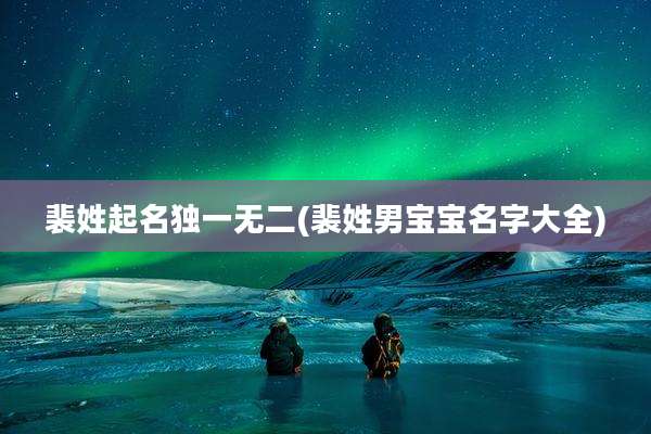 裴姓起名独一无二(裴姓男宝宝名字大全)