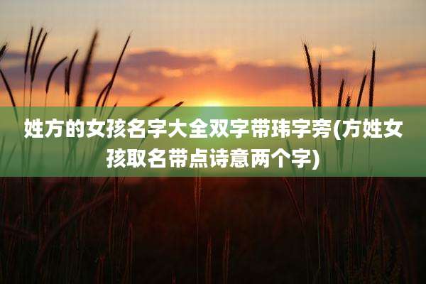 姓方的女孩名字大全双字带玮字旁(方姓女孩取名带点诗意两个字)