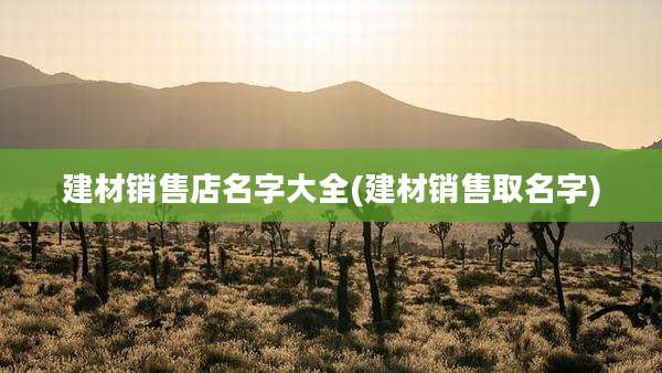 建材销售店名字大全(建材销售取名字)