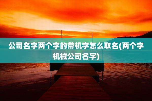 公司名字两个字的带机字怎么取名(两个字机械公司名字)