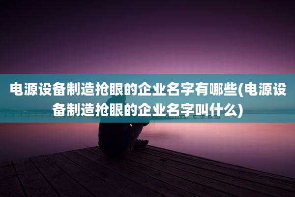 电源设备制造抢眼的企业名字有哪些(电源设备制造抢眼的企业名字叫什么)