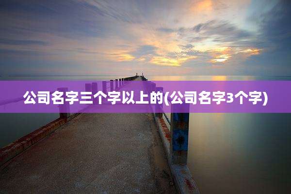 公司名字三个字以上的(公司名字3个字)