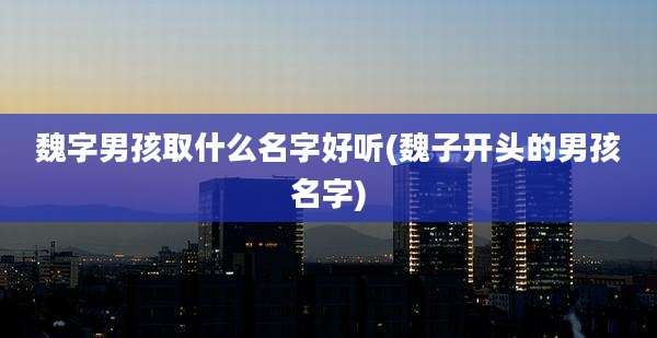 魏字男孩取什么名字好听(魏子开头的男孩名字)