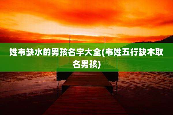 姓韦缺水的男孩名字大全(韦姓五行缺木取名男孩)