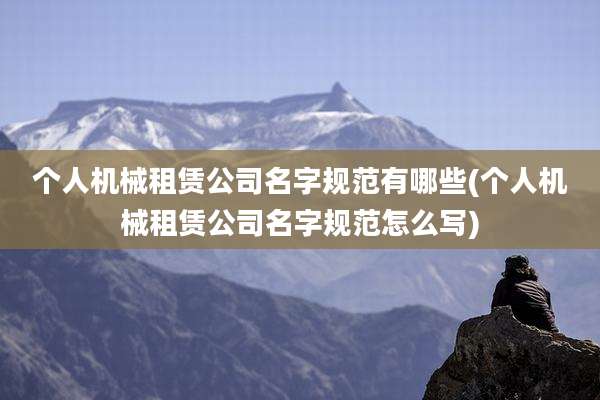 个人机械租赁公司名字规范有哪些(个人机械租赁公司名字规范怎么写)