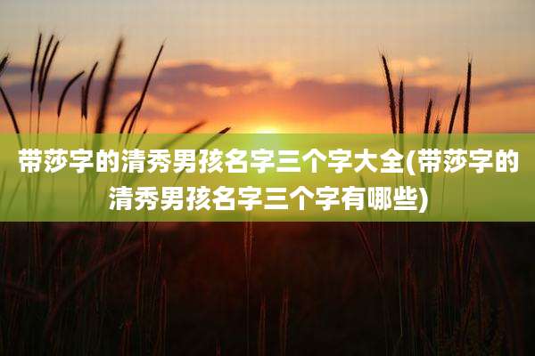 带莎字的清秀男孩名字三个字大全(带莎字的清秀男孩名字三个字有哪些)