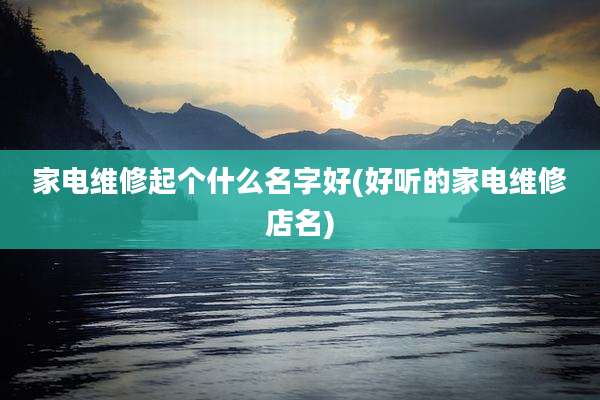 家电维修起个什么名字好(好听的家电维修店名)