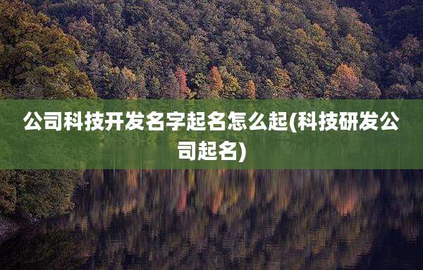 公司科技开发名字起名怎么起(科技研发公司起名)