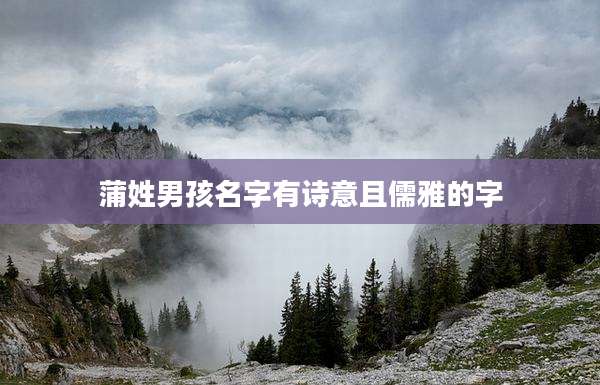 蒲姓男孩名字有诗意且儒雅的字