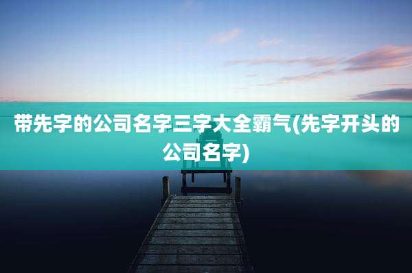 带先字的公司名字三字大全霸气(先字开头的公司名字)