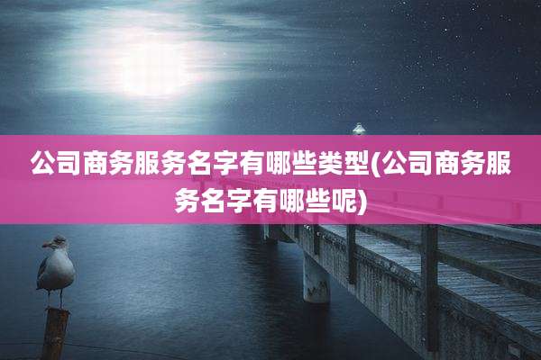 公司商务服务名字有哪些类型(公司商务服务名字有哪些呢)