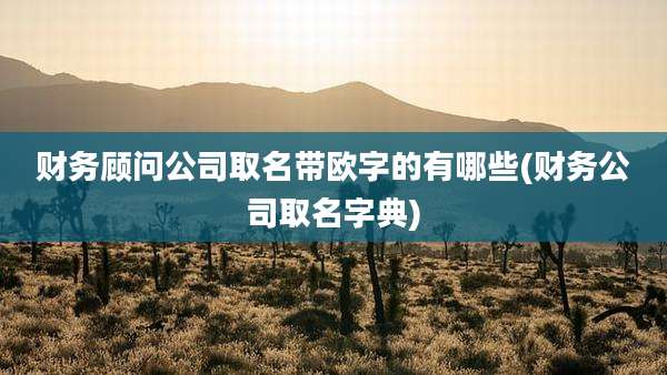 财务顾问公司取名带欧字的有哪些(财务公司取名字典)