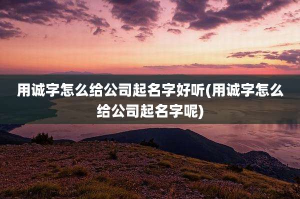 用诚字怎么给公司起名字好听(用诚字怎么给公司起名字呢)