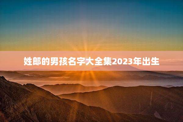 姓郎的男孩名字大全集2023年出生