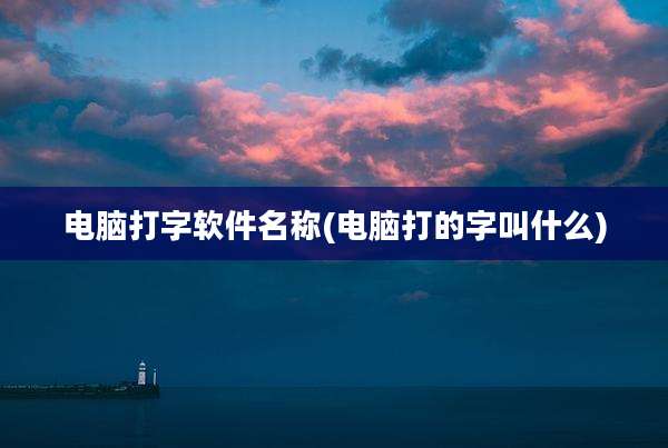 电脑打字软件名称(电脑打的字叫什么)