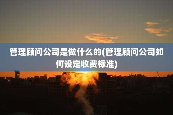 管理顾问公司是做什么的(管理顾问公司如何设定收费标准)