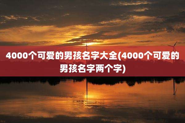 4000个可爱的男孩名字大全(4000个可爱的男孩名字两个字)