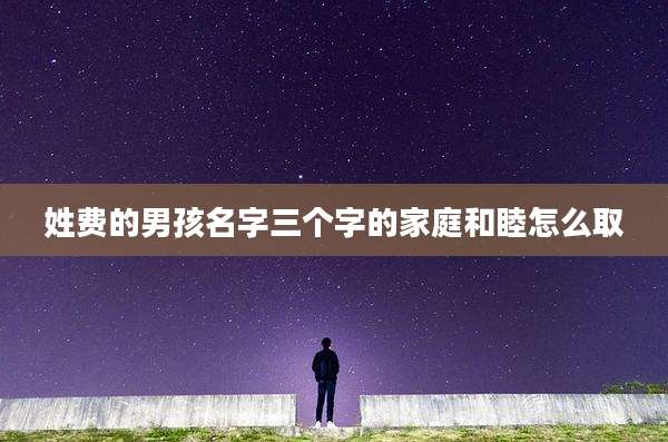 姓费的男孩名字三个字的家庭和睦怎么取
