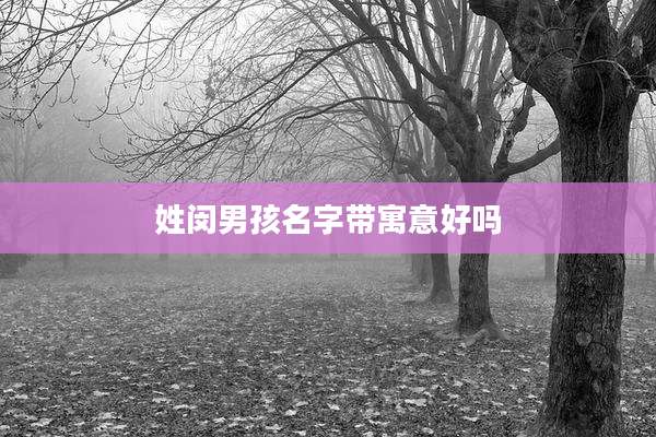 姓闵男孩名字带寓意好吗