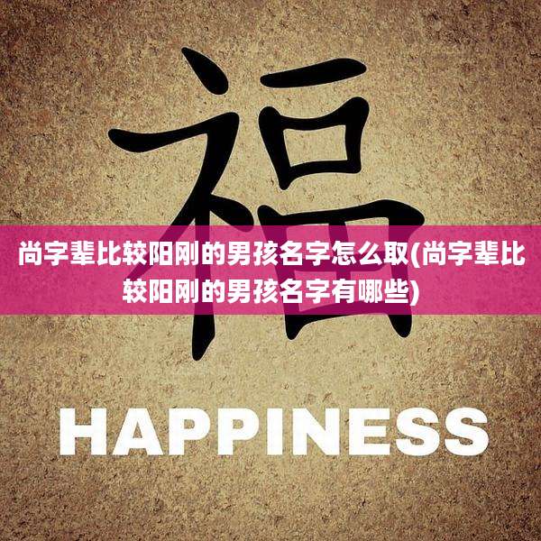 尚字辈比较阳刚的男孩名字怎么取(尚字辈比较阳刚的男孩名字有哪些)