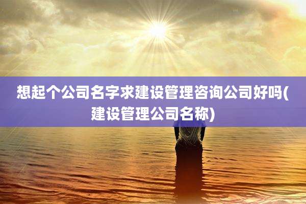 想起个公司名字求建设管理咨询公司好吗(建设管理公司名称)