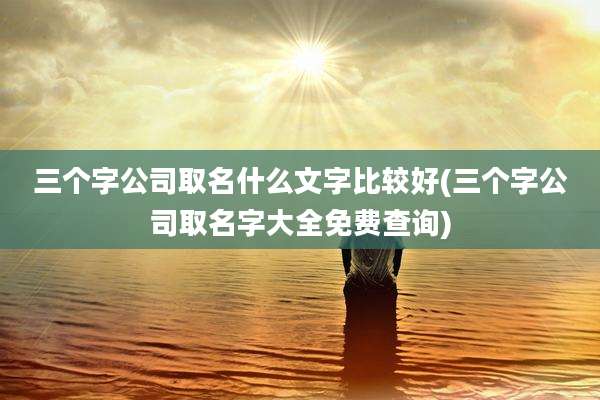 三个字公司取名什么文字比较好(三个字公司取名字大全免费查询)