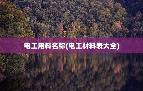 电工用料名称(电工材料表大全)