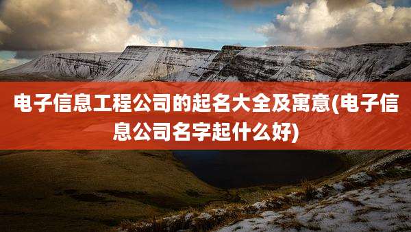 电子信息工程公司的起名大全及寓意(电子信息公司名字起什么好)