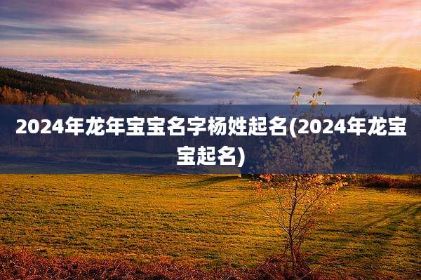 2024年龙年宝宝名字杨姓起名(2024年龙宝宝起名)