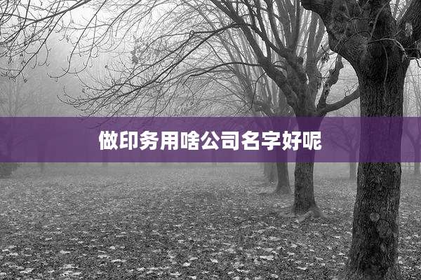 做印务用啥公司名字好呢