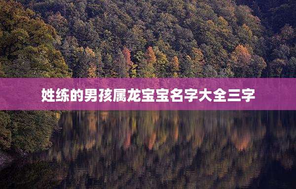 姓练的男孩属龙宝宝名字大全三字