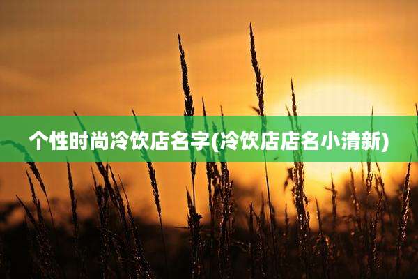 个性时尚冷饮店名字(冷饮店店名小清新)