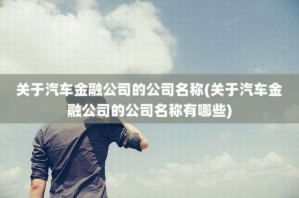 关于汽车金融公司的公司名称(关于汽车金融公司的公司名称有哪些)