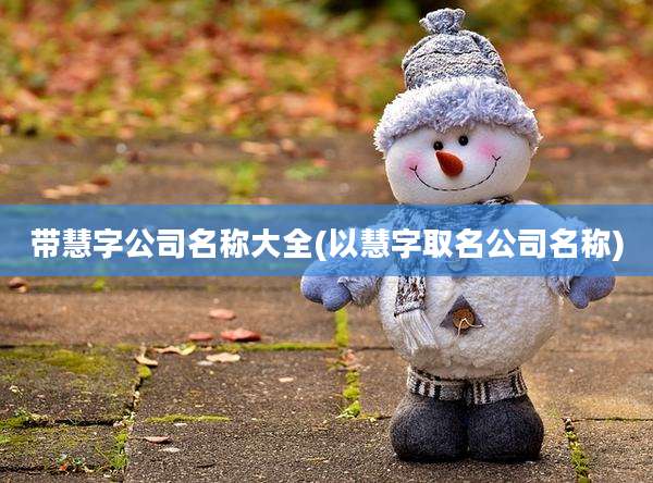 带慧字公司名称大全(以慧字取名公司名称)