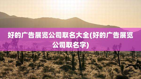 好的广告展览公司取名大全(好的广告展览公司取名字)