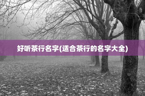 好听茶行名字(适合茶行的名字大全)