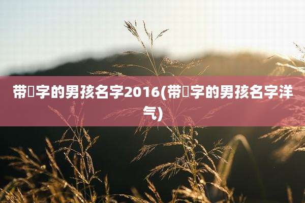 带堉字的男孩名字2016(带莯字的男孩名字洋气)