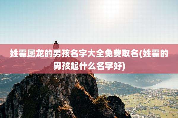 姓霍属龙的男孩名字大全免费取名(姓霍的男孩起什么名字好)