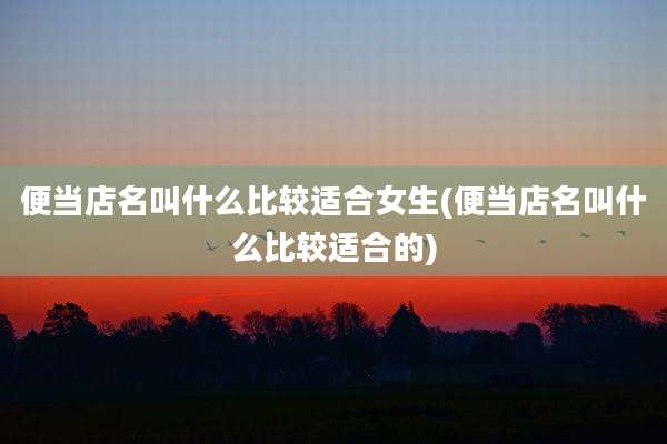 便当店名叫什么比较适合女生(便当店名叫什么比较适合的)