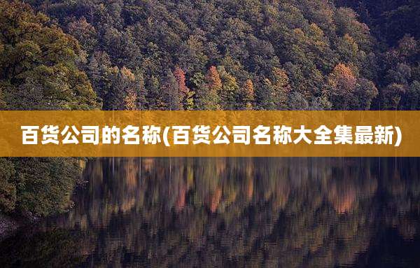 百货公司的名称(百货公司名称大全集最新)