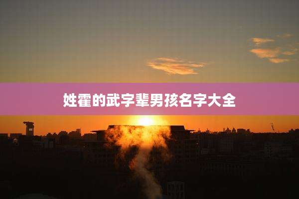 姓霍的武字辈男孩名字大全