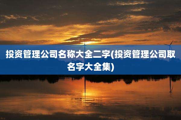 投资管理公司名称大全二字(投资管理公司取名字大全集)