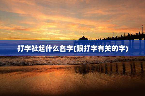打字社起什么名字(跟打字有关的字)