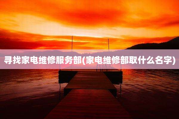 寻找家电维修服务部(家电维修部取什么名字)
