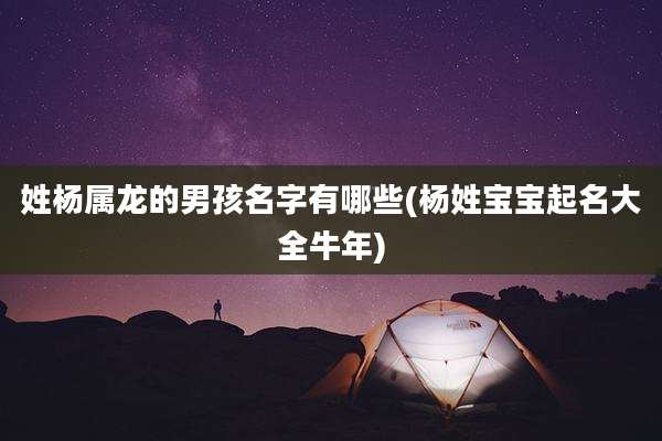 姓杨属龙的男孩名字有哪些(杨姓宝宝起名大全牛年)